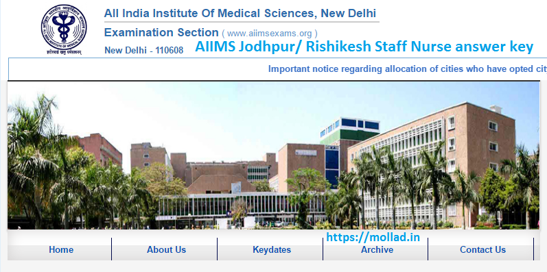 AIIMS Staff Nurse answer key