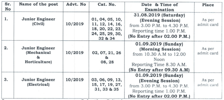 HSSC JE Admit Card